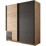 Meubella - Kledingkast Ulan - Eiken - Grijs - 181 cm