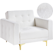 Beliani ABERDEEN - Fauteuil-Wit-Bouclé