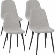 Set van 4 Scandinavische Eetkamerstoelen Naturel Melange Bouclé Stof S...