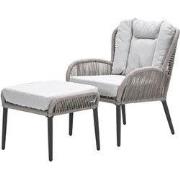 Andorra fauteuil - incl.  voetenbank - c. black - rope taupe - sand