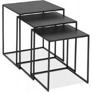 Set van 3 nestbare bijzettafels BAGGY 50x50x50 cm Zwart