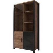 Meubella - Vitrinekast Olivia - Zwart - Eiken - 101 cm - Hoog