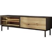 Meubella - TV-Meubel Ludwig - Zwart - Eiken - 180 cm