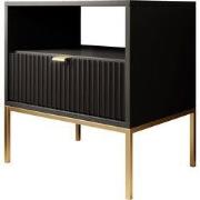 Meubella - Nachtkastje Navil 2 - Zwart - 54 cm