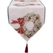 Clayre & Eef Tafelloper Kerst 33x180 cm Beige Polyester Katoen