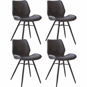 Set van 4 Eetkamerstoelen Beau Industrieel Antraciet Kunstleer - Zonde...