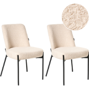 Beliani MALIN - Eetkamerstoel-Beige-Bouclé
