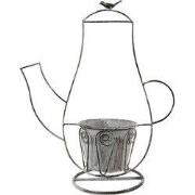 Clayre & Eef Planthouder Koffiepot 43x20x49 cm Grijs Ijzer Vogel Decor...