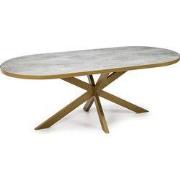 Stalux Plat ovale eettafel 'Noud' 180 x 100, kleur goud / beton