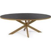 Stalux Ovale eettafel 'Mees' 210 x 100cm, kleur goud / zwart marmer