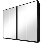 Meubella - Kledingkast Malibu - Mat zwart - 226 cm - Met spiegel
