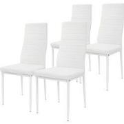 Eetkamerstoelen set van 4, kunstlederen bekleding, wit, gestoffeerde s...