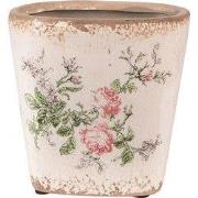 Clayre & Eef Bloempot  13x13x12 cm Roze Beige Keramiek Vierkant Bloeme...