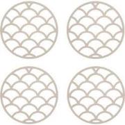 Krumble Pannenonderzetter met schubben patroon - Beige - Set van 4