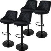 Set van 2 barkrukken 2x zwart fluwelen bekleding met rugleuning en voe...