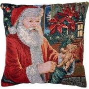 Clayre & Eef Kussenhoes 44x44 cm Rood Polyester Vierkant Kerstman