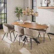 Hoyz Collection - Eetkamertafel 215cm Cliff Ovale Buis - Massief Mango...