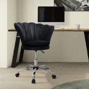Bureaustoel met wielen en rugleuning schelpdesign 68x68 cm zwart fluwe...