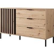 Meubella - Dressoir Tasha - Eiken - Antraciet - 138 cm