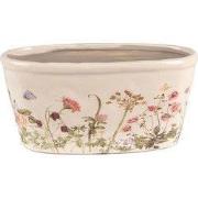 Clayre & Eef Bloempot  27x13x14 cm Roze Beige Keramiek Ovaal Bloemen B...