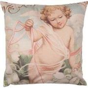 Clayre & Eef Kussenhoes  45x45 cm Roze Wit Polyester Engel Sierkussenh...