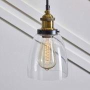 Plafondlamp met glazen kap en fitting in gouden messing afwerking