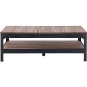 Salontafel van zwart metaal en hout - L117cm