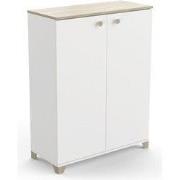 Kleine buffetkast met 2 openslaande deuren, eiken kronberg en wit deco...