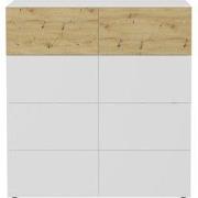 Buffet 8 laden glanzend wit en eikenhouten decor Belm 5 - L109 x H115 ...