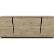 Buffet 4 Deuren Eiken en Zwart Decor L221 cm - Crack