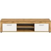TV-meubel met 2 klapdeuren en 2 nissen in wit en eiken wotan L160 cm -...