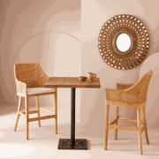 Barstoel van rotan en stof H104 cm - JULIE