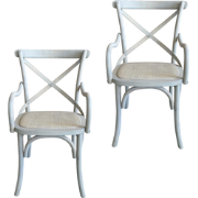 Set van 2 bridge fauteuils van massief hout en webbing L62 cm - BISTRO...