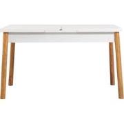 Uitschuifbare tafel van 120 tot 153 cm, wit en Atlantisch grenen decor...