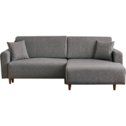 Hoekbank met slaapfunctie en rechtse chaise longue in stof L246 cm - M...