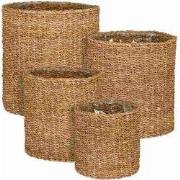 Mica Decorations Mand Dave - 36x36x36 cm - Zeegras - Licht Bruin - Set...