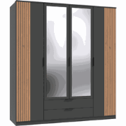 Kast 4 draaideuren met 1 spiegel en 2 laden L180 cm - LUEBECK