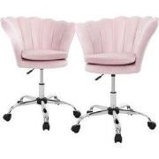 Bureaustoel set van 2 met wielen en rugleuning schelpdesign 68x68 cm l...