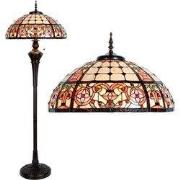 LumiLamp Tiffany Vloerlamp  Ø 57x166 cm  Beige Rood Glas Halfrond Roos...