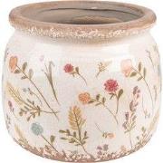 Clayre & Eef Bloempot  Ø 15x13 cm Roze Beige Keramiek Bloemen Bloempot...