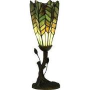 LumiLamp Tiffany Tafellamp  Ø 15x42 cm Groen Glas Tiffany Bureaulamp