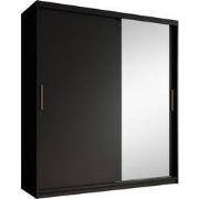 Meubella - Kledingkast Mandalin - Zwart - 180 cm - Met spiegel