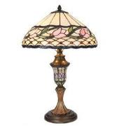 Lumilamp Tiffany Tafellamp Ø 40x60 cm Beige Roze Glas Bloem