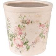 Clayre & Eef Bloempot  Ø 15x14 cm Roze Beige Keramiek Bloemen Bloempot...