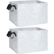 QUVIO Opbergmand Vilt - Grijs - Set van 2