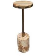 PTMD Mody Natural Petrified Wood Sidetable On Base Rnd