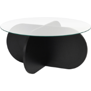 Salontafel met gekruiste poten en blad van gehard glas Ø75 cm - AERIS