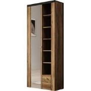 Meubella - Schoenenkast Linford - Donker eiken - 80 cm - Met spiegel