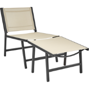 MARCEDDI -Tuinstoel met voetenbank - Beige/Zwart - Textileen