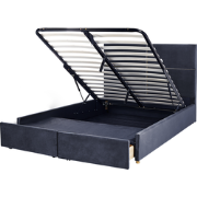 VERNOYES - Bed met opbergruimte - Marineblauw - 160 x 200 cm - Fluweel